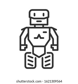 robot de batalla, icono lineal. Trazo editable