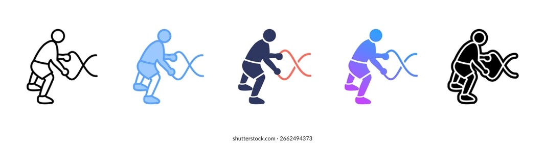 Coleção de vários estilos de folha de ícone Battle Rope