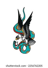 Battle Royale Tattoo. Eagle vs Snake. Eagle. Snake. Battle. Royale. King of kings. Fight. Tattoo ideas. Flash tattoo. Ink free vector