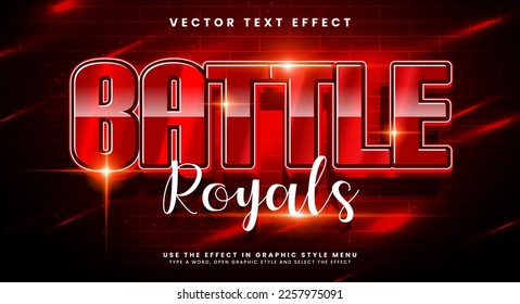 Battle royals 3d editable vector text effect with red luxury concept.