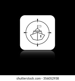 Battle ship - black vector  icon