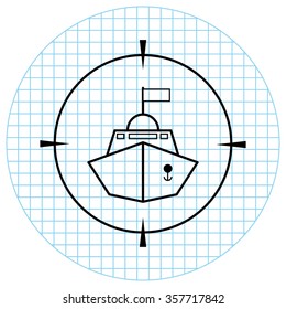 Battle ship -  black vector icon