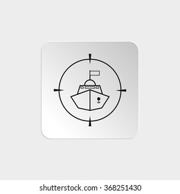 Battle ship  - black vector icon