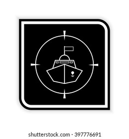 Battle ship  - black vector icon
