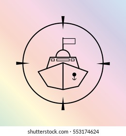 Battle ship  - black vector icon