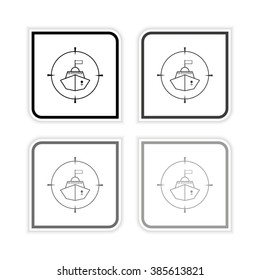 Battle ship  - grayscale vector icon