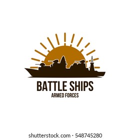Battle ship logo design template