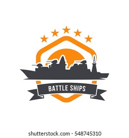 Battle Ship Logo Design Template Stock Vector (Royalty Free) 548745310 ...