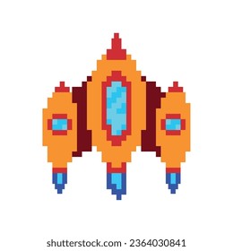 battle ship pixels orange vector isolated