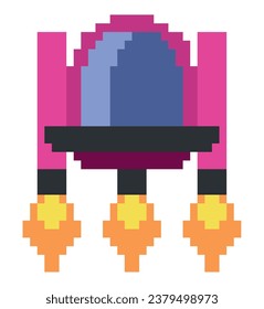 battle ship pixels purple illustration vector isolated