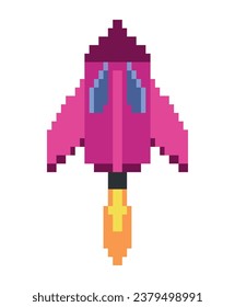 battle ship pixels purple vector isolated