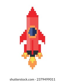 battle ship pixels red illustration vector isolated
