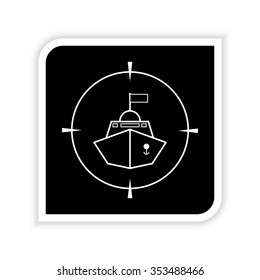 Battle ship -  white vector icon
