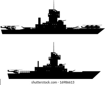 battle ships silhouette- vector
