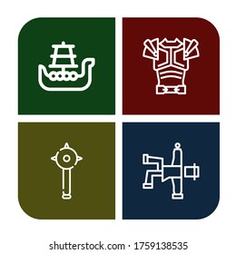 battle simple icons set. Contains such icons as Battleship, Armor, Mace, Hip hop, can be used for web, mobile and logo
