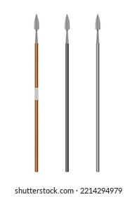 Battle spear set on a white background. Vector illustration.