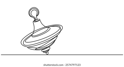 battle spinning top illustration hand drawn outline vector, continuous one line drawing, Children's spinning top - icon, illustration on white background, outline style, Vector illustration.