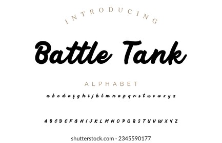 Battle Tank Hand drawn vector alphabet. Modern monoline signature script font. Chloe Signature Font