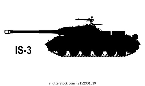 Battle tank IS-3. Tank icon. Vector illustration. Tank silhouette