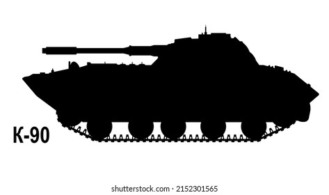 Battle tank K-90. Tank icon. Vector illustration. Tank silhouette