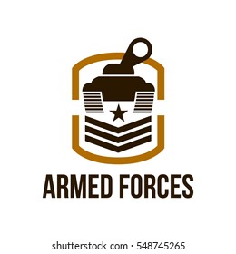 Battle tank logo design template