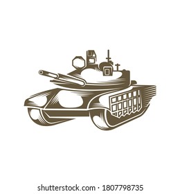 Vector de diseño del logotipo del tanque de batalla, tanque de camuflaje, dibujo del tanque de batalla, gráficos vectoriales para el diseño