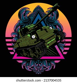 ilustración vectorial del logotipo del tanque de batalla