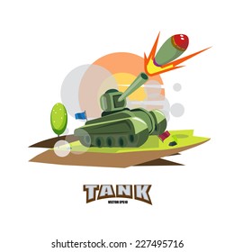 battle tank with rocket - vector illustration