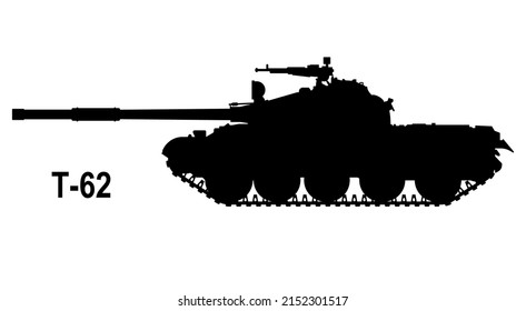 Schlachttank T-62. Tanksymbol. Vektorgrafik. Tank-Silhouette