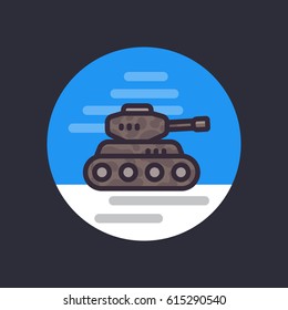 battle tank, vector flat style icon