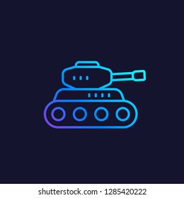 battle tank vector line icon