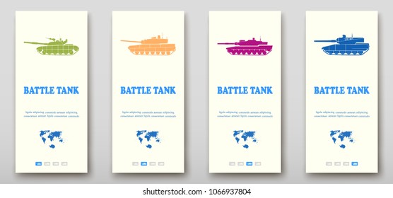 Battle tanks fold set technology annual report brochure flyer design template vector, Leaflet cover presentation abstract background layout
