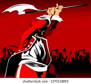 battle of two medieval armies, vector and illustration