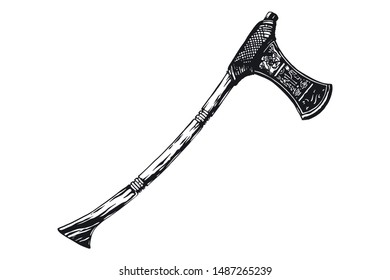 Battle viking ax vector illustration.