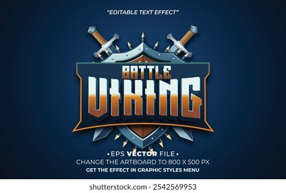 Battle viking vetores de efeito de texto editável 3d para jogo 