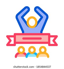 Vector de iconos ganadores de batalla. Signo del ganador de la batalla de contorno. Ilustración de símbolo de contorno aislado de color
