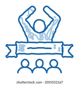 Battle Winner sketch icon vector. Hand drawn blue doodle line art Battle Winner sign. isolated symbol illustration