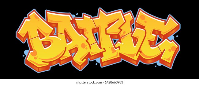 Battle word in readable graffiti style in vibrant customizable colors.