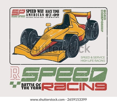 Battle of the year. Speed racing poster design. Road speed graphic print. Extreme racing. Car print design for t shirt print, poster, sticker, background and other uses.