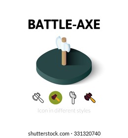Battle-Axe icon, vector symbol in flat, outline and isometric style