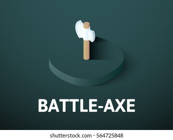 Battle-Axe icon, vector symbol in flat isometric style isolated on color background