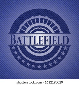 Battlefield badge with jean texture. Vector Illustration. Detailed.