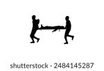 Battlefield Casualty Evacuation By Unit Medics, black isolated silhouette