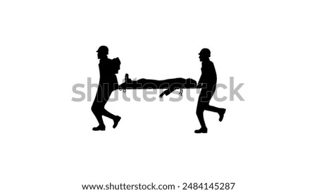 Battlefield Casualty Evacuation By Unit Medics, black isolated silhouette