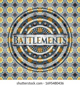 Battlements arabesque emblem. arabic decoration.