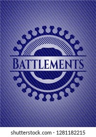 Battlements emblem with denim texture