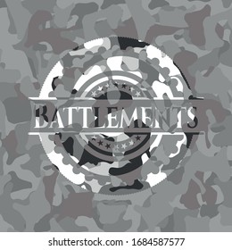 Battlements grey camo emblem. Vector Illustration.