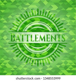 Battlements realistic green mosaic emblem