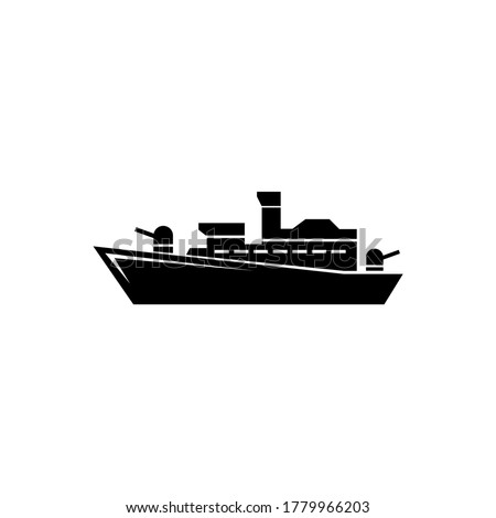 Battleship Destroyer, Warship Cruiser. Flat Vector Icon illustration. Simple black symbol on white background. Battleship Destroyer, Warship Cruiser sign design template for web and mobile UI element
