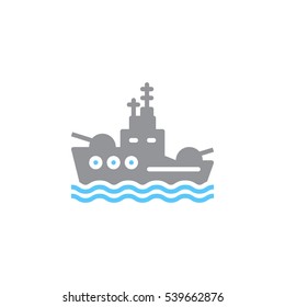 Battleship icon vector, filled flat sign, solid colorful pictogram isolated on white. Symbol, logo illustration